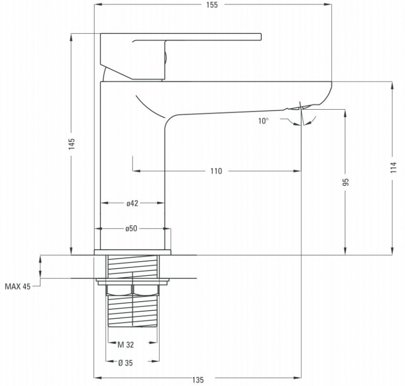 Смеситель для раковины с лейкой типа бидетта DEANTE ALPINIA, хром