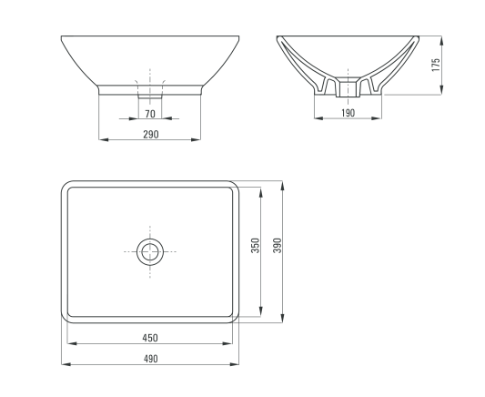 Умывальник Deante GARDENIA 490*390 мм на столешнице с напольной консолью 665*500 мм