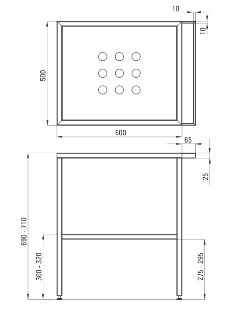 Умывальник Deante GARDENIA 490*390 мм на столешнице с напольной консолью 665*500 мм