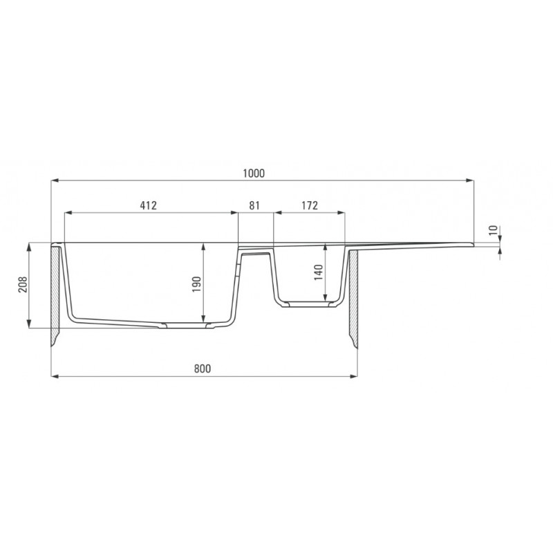 DEANTE 0ERIDAN графитовый металик - мойка 1,5 чаши с крылом, 1000*500*200 мм + сифон SPACE SAVER