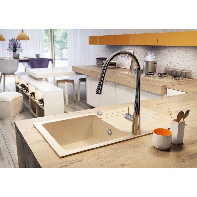 DEANTE FUNK песочный- мойка 1 чаша с крылом, 760*440*160 мм + сифон