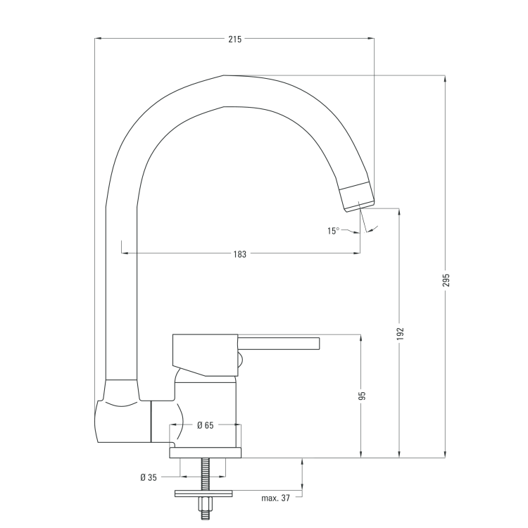 Deante Aster Смеситель для мойки со складным изливом, хром