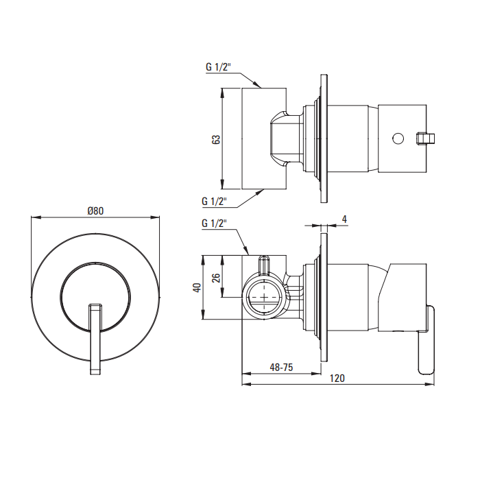 Смеситель для душа Deante Silia, скрытого монтажа, без переключателя душа
