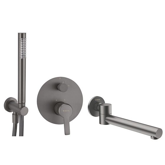 Deante Titanium Система скрытого монтажа для ванной круглая с поворотным изливом, графит