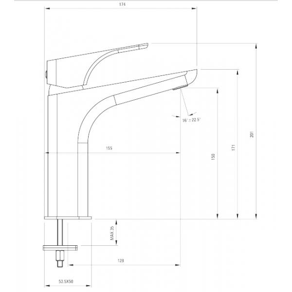 Смеситель для умывальника DEANTE HIACYNT 20cм