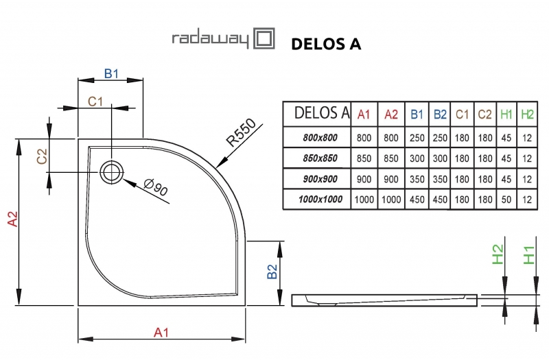 Поддон Radaway Delos A акриловый