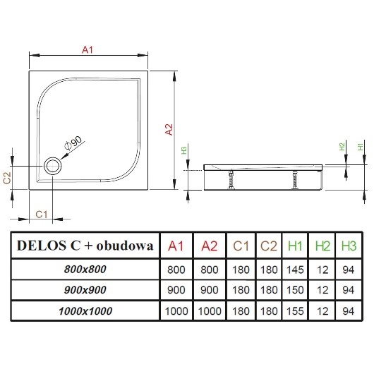 Душевой поддон Radaway Delos C , с панелью