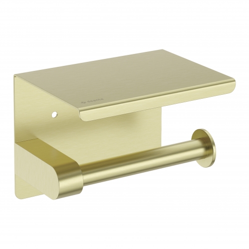 Deante Round Gold BR Держатель туалетной бумаги с полкой, браш. золото