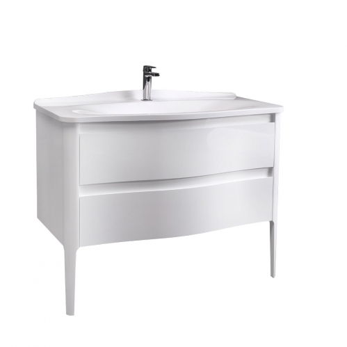 Тумба  (белый матовый) с умывальником BELUX Анжело Н 110-02, 