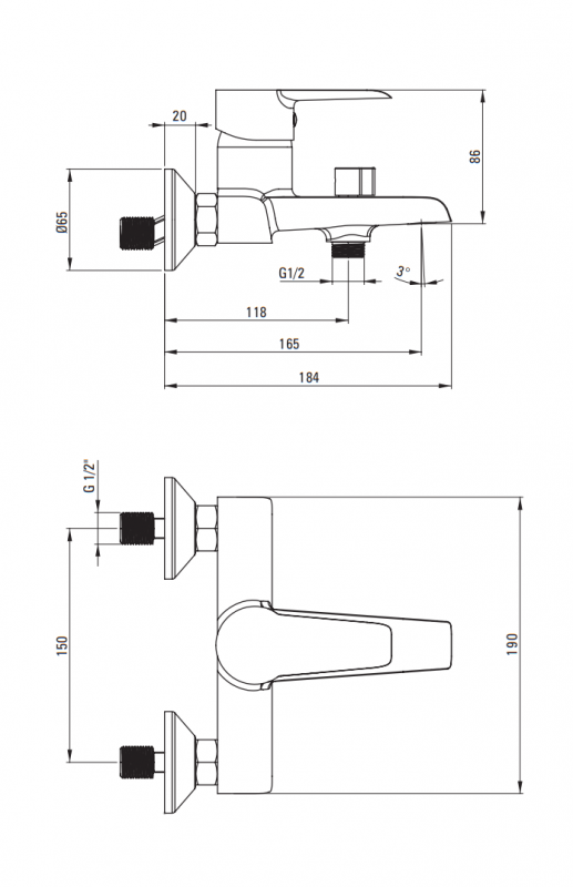 Deante Corio Смеситель для ванны, хром