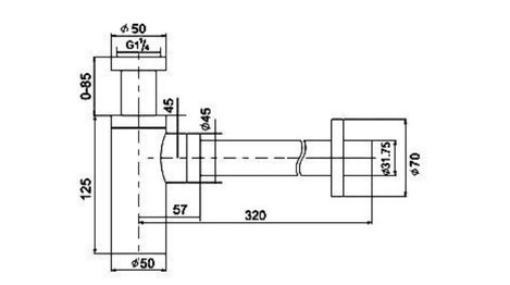Сифон для умывальника Boheme Black черный без клик-клака