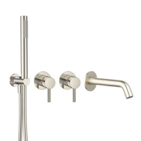 Смеситель для ванны AQUAme Siena, встраиваемый, с внутренней частью, нержавеющая сталь