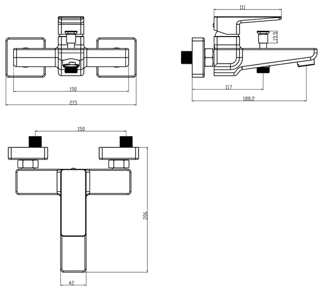 Cмеситель Omnires Parma для ванны, хром без душевого набора