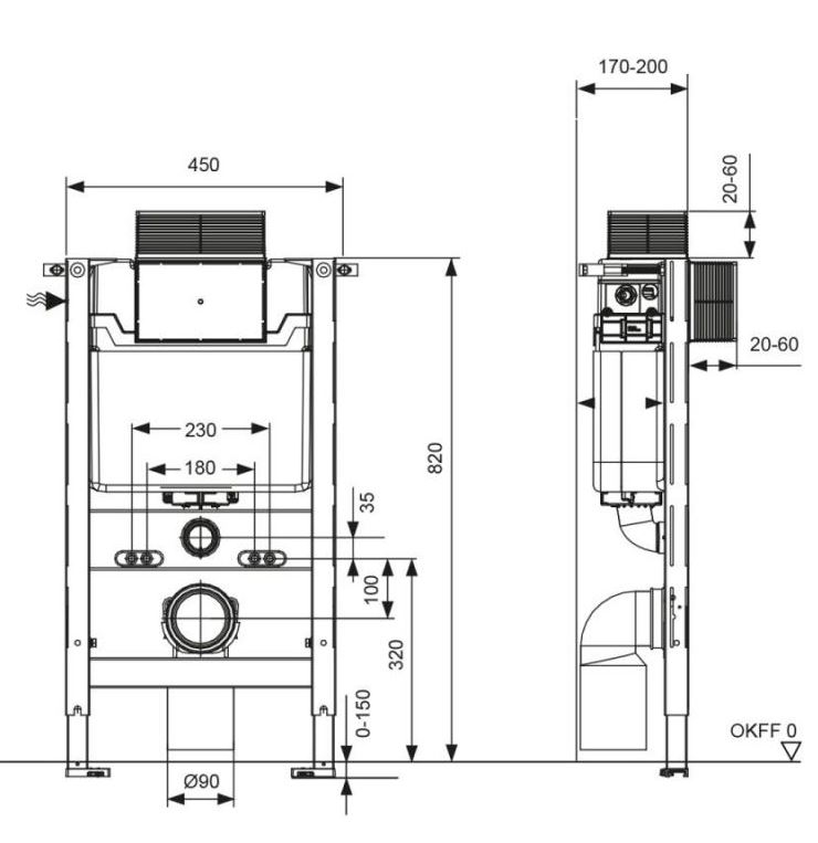 Инсталляция TECEspring profil высота 820 мм