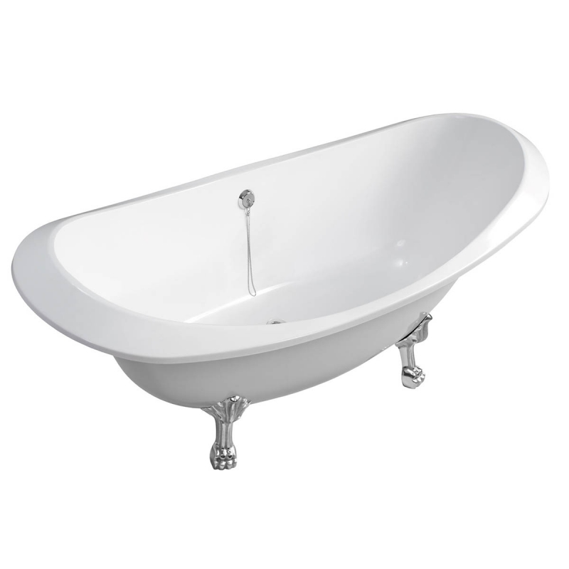 Ванна из литого мрамора Белюкс Ромео 178*74 белый, ноги хром