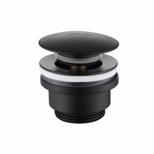 Донный клапан ABBER без перелива, клик-клак, черный матовый