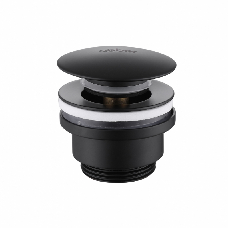 Донный клапан ABBER без перелива, клик-клак, черный матовый