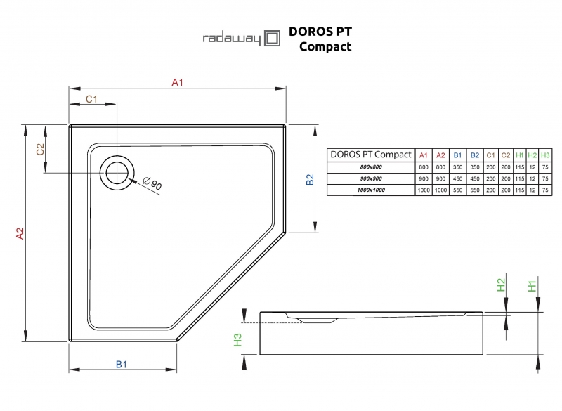 Поддон Radaway Doros PT Compact H-11,5
