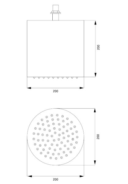 Верхний душ потолочный круглый DEANTE CASCADA SQUARE d=200 мм, хром