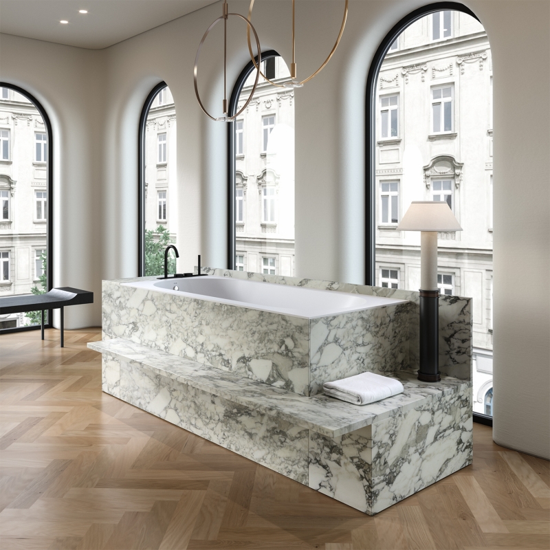 Ванна каменная Holbi Orion, из каменной массы Solid Surface, встраиваемая