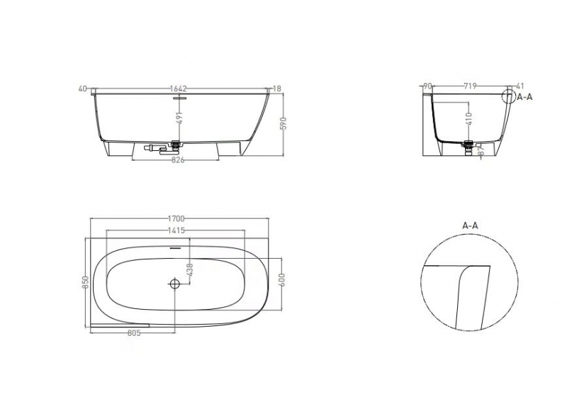 Ванна пристенная угловая Salini SOFIA CORNER L 170x85 (S-stone. матовый)