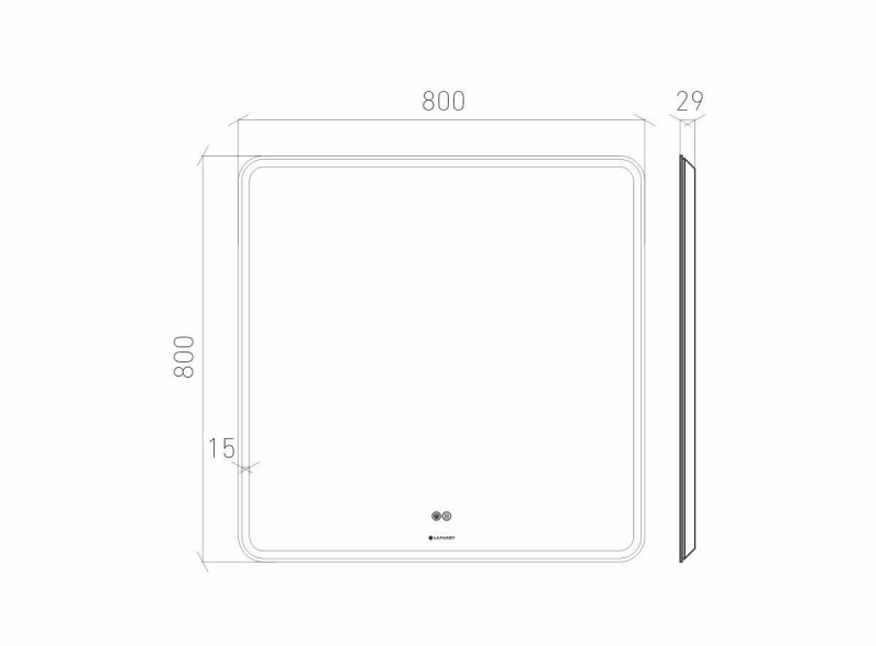 Зеркало Laparet Optimum 80x80 с подсветкой с подогревом
