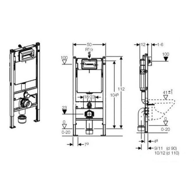Инсталляция Geberit Doufix Delta 21 с унитазом KOLO MODO PURE (Rimfree) с сиденьем с микролифтом Slim, безободковый