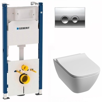 Инсталляция Geberit Doufix Delta 21 с унитазом KOLO MODO PURE (Rimfree) с сиденьем с микролифтом Slim, безободковый