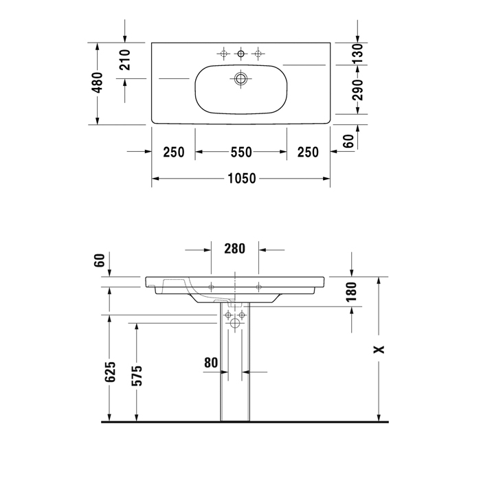 Duravit D-Code Раковина 105х48см., цвет: белый