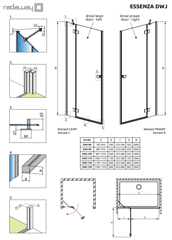 Душевая дверь Essenza Black DWJ