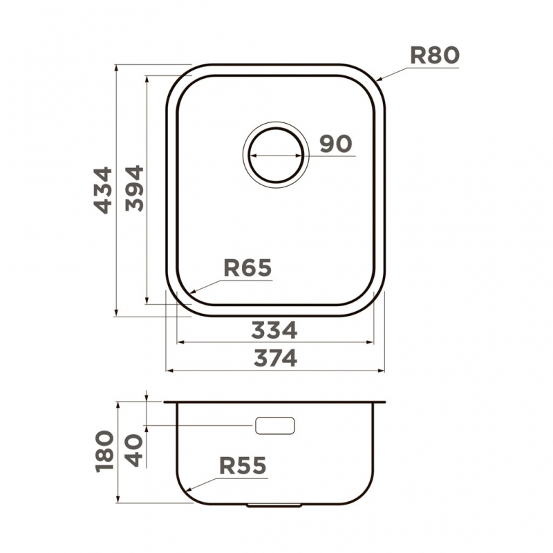 Кухонная мойка из нержавейки Omoikiri Omi 38-U/I-IN нержавеющая сталь