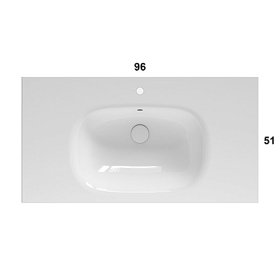 GLOBO РАКОВИНА ПОДВЕСНАЯ/ДЛЯ УСТАНОВКИ НА МЕБЕЛЬ, РАЗМЕР 96Х51 СМ, ЦВЕТ BI (BIANCO)