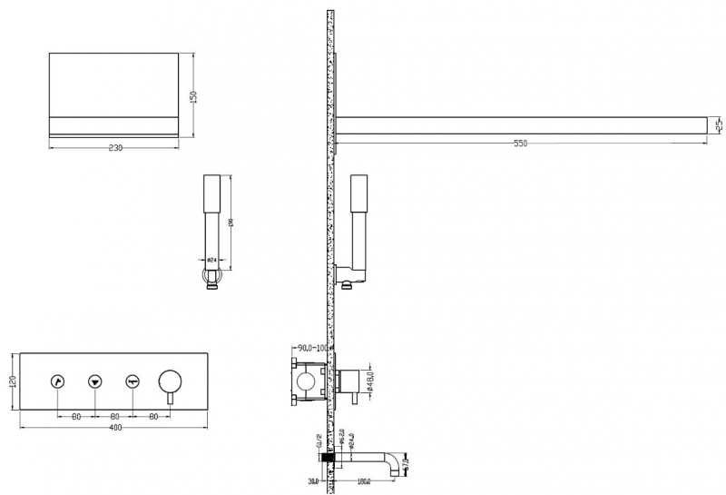 Душевая система скрытого монтажа Boheme Fusion Copper Brushed, с изливом