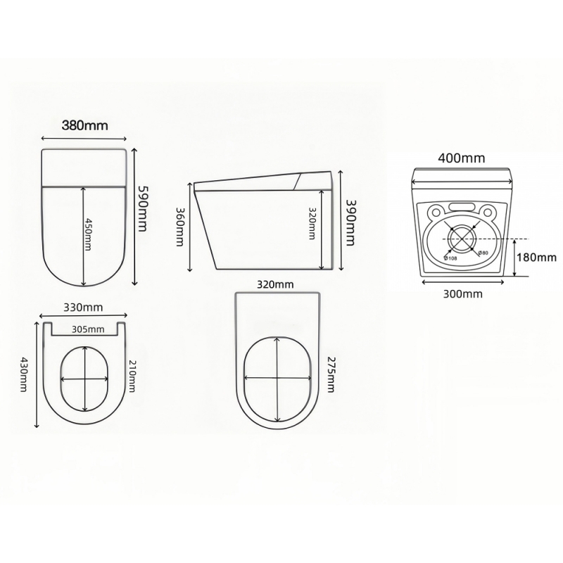 Электронный унитаз-биде ABBER  Bequem, подвесной 