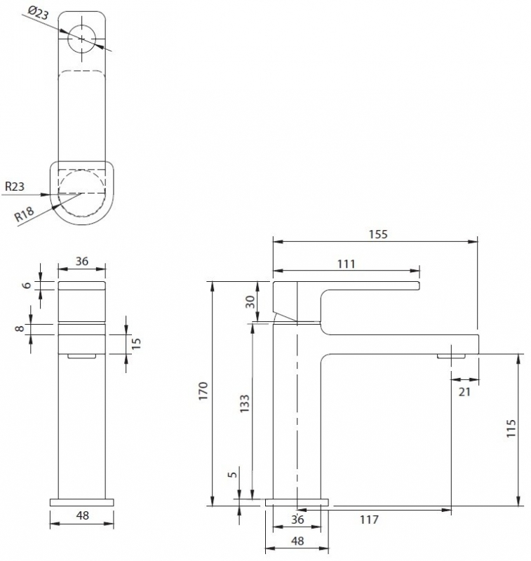 Смеситель для умывальника Omnires Baretti черный