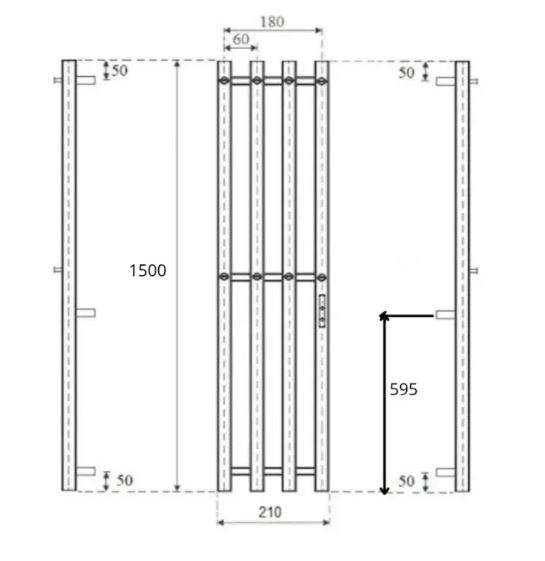Полотенцесушитель электрический Маргроид Ferrum Inaro 4 СНШ 150×6×18 графит, скрытого монтажа, таймер справа (8 крючков)