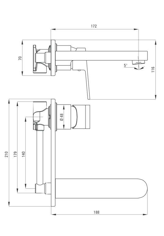 Deante Alpinia Nero Смеситель для раковины скрытого монтажа, черный