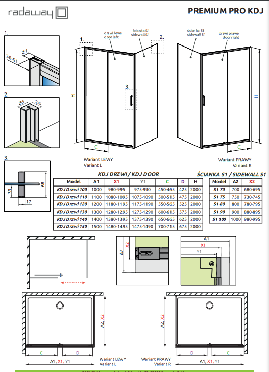 Душевой уголок Radaway PREMIUM PRO BLACK KDJ