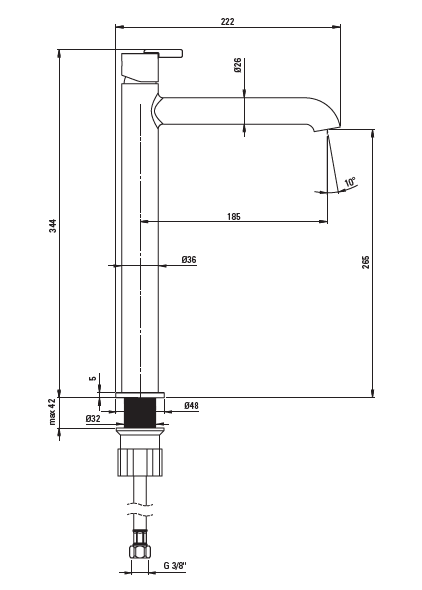 Смеситель DEANTE SILIA для раковины, высокий, золото брашированное