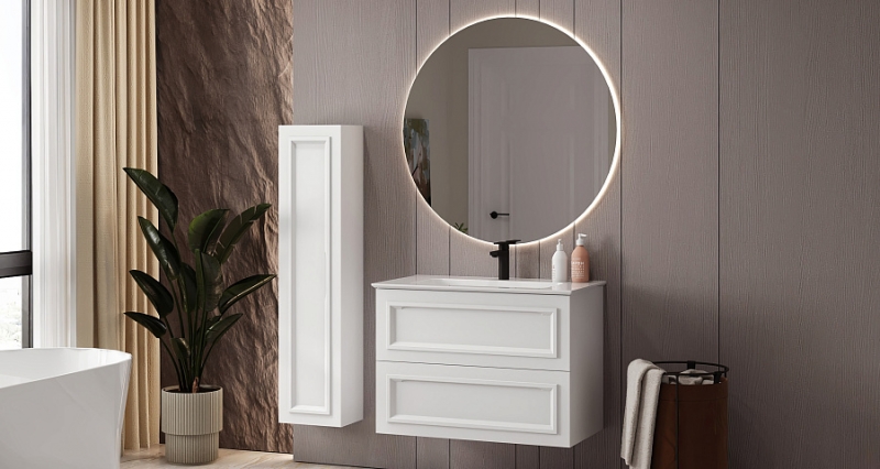 ТУМБА ПОДВЕСНАЯ СОФИЯ 75-02 с умывальником БЕЛЫЙ ГЛЯНЦЕВЫЙ