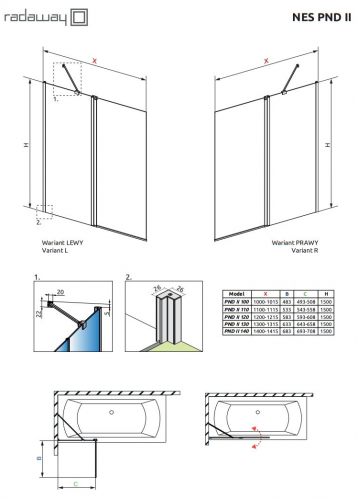ШТОРКА НА ВАННУ RADAWAY NES BRUSHED NICKEL PND II