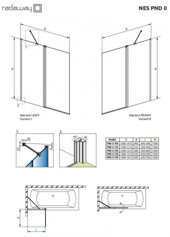 ШТОРКА НА ВАННУ RADAWAY NES BRUSHED NICKEL PND II
