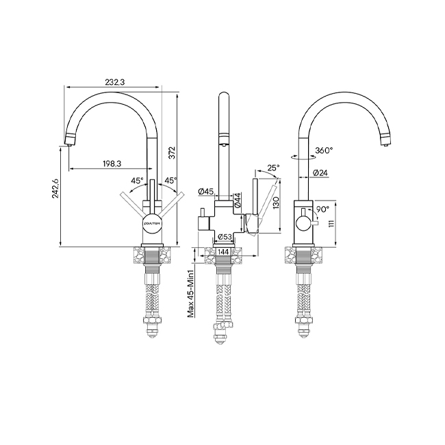 СМЕСИТЕЛЬ PAULMARK ESSEN (ЧЕРНЫЙ/ВОРОНЕНАЯ СТАЛЬ)