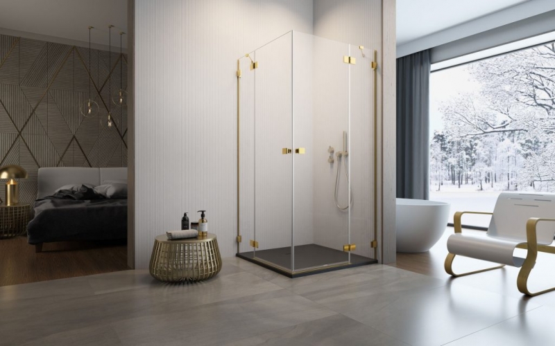 Душевой уголок Radaway Essenza Pro KDD, стекло прозрачное, фурнитура золото