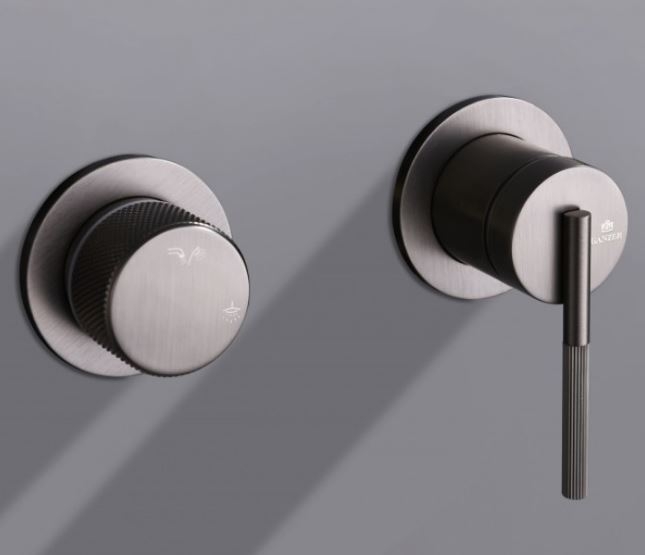 Душевая система GANZER скрытого монтажа с изливом, графит