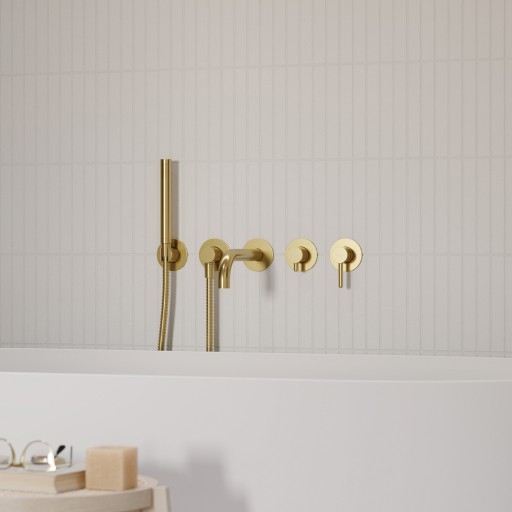 Omnires Y Смеситель для ванны скрытого монтажа на 5 отверстий, золото брашированное 