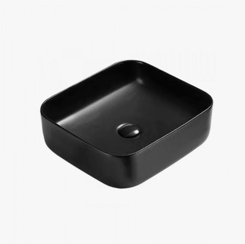 Умывальник CeramaLux 39*39*14 чёрный матовый 