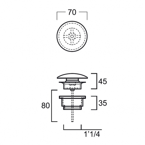  Донный клапан SIMAS, клик-клак, с керамической крышкой, цвет белый глянцевый