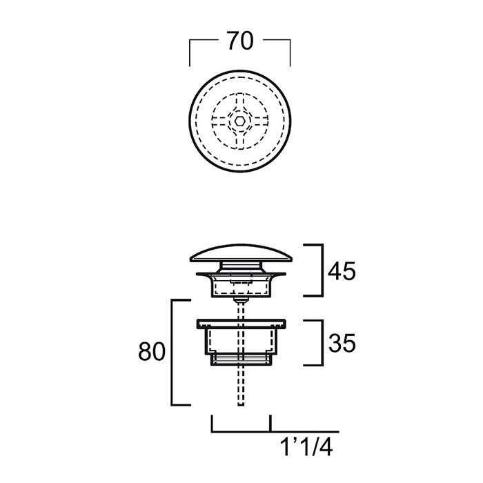  Донный клапан SIMAS, клик-клак, с керамической крышкой, цвет белый глянцевый