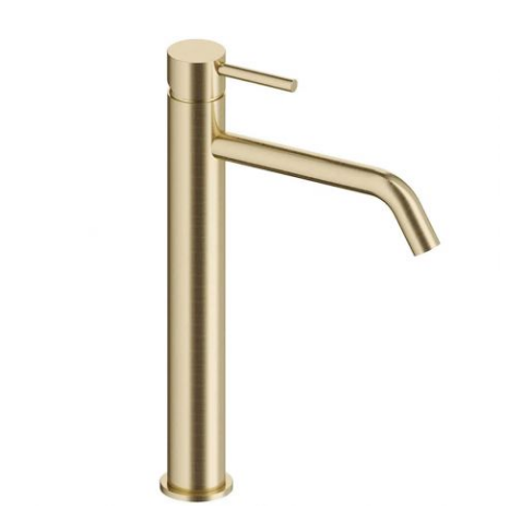 Смеситель для умывальника AQUAme Siena высокий золото брашированное